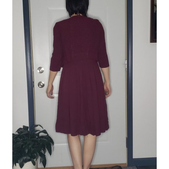50s(?) Cranberry Colored Dress with Jacket‎ - Picture 3 of 6